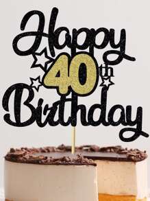 1 pieza/10 piezas Decoraciones para tarta "Feliz 40th cumpleaños", decoraciones para fiesta de 40th cumpleaños