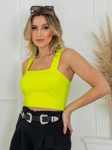 Moderna & Slim Women Tank Tops & Camis - 熒光 - 查看 4