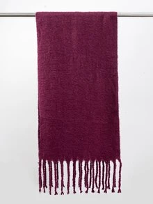 1 Bufanda De Punto Liso Con Flecos Para Mujer En Tono Rosa Marchito Para Uso Diario, Invierno - Rosa Oxidada - Ver 3