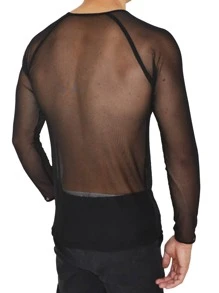 Transparent Long Sleeve T-Shirt For Men, Sexy, Max - 黑色 - 查看 2