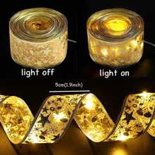 1PACK 1/2/5/10M Ribbon Lights Mini Lights Copper Wire Fairy String Lights For New Year Party Weddings DIY Tree Bows Decoration(Silver/Gold)Christmas Decor Christmas Gift Thanksgiving Christmas Tree Decor Ornaments Christmas Light Bedroom Decor Home Decor Party Decor Holiday Festival Room Decor - Yellow - View 3