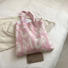 Túi đeo vai họa tiết da báo và đầu gấu Halloween màu tương phản thời trang - Hồng - Xem 4