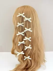 10 chiếc kẹp tóc nơ nhỏ thời trang và được ưa chuộng dành cho nữ - Màu be - Xem 1