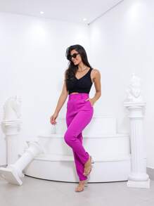Women Pants - Rose Red - View 5