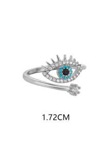 1 Pieza De Anillo Abierto En Forma De Ojo Con Cobre Dorado Clásico Y De Moda Europeo Y Americano, Adecuado Para Usar En La Vida Diaria De Las Mujeres