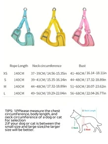 1pc Mesh Pet Harness & 1pc Leash For Cat And Dog For Outdoor - Pink - View 2