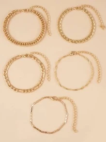 5 件/套時尚沙灘風格女士金色腳鍊