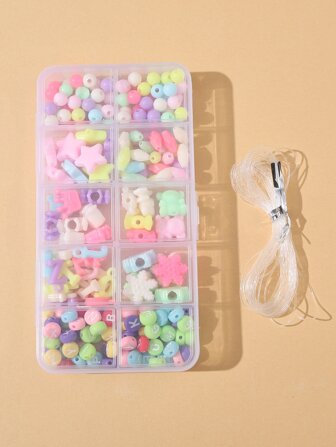 10格壓克力珠子diy套裝,適用於手鍊、項鍊和玩具製作