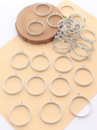 30pcs Simple Round Resin Mold, OD 28mm, ID 25mm, Thickness 4mm, For DIY Necklace, Bracelet, Earring Jewelry Making