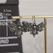 1 par de pendientes con colgante de calavera y polilla, estilo bohemio, joyería de moda punk, regalo para mujeres