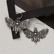 1 par de pendientes con colgante de calavera y polilla, estilo bohemio, joyería de moda punk, regalo para mujeres