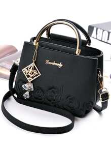 Minimalist Women Fashion Embroidered Handbag With Random Accessory Charm, Best Mother's Day Gifts Ever