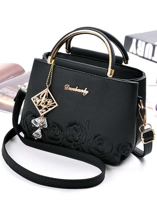 Minimalist Women Fashion Embroidered Handbag With Random Accessory Charm, Best Mother's Day Gifts Ever