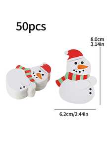 50pcs Christmas Lollipop Candy Shaped Decorative Cards With Santa And Snowman Pattern For Diy Card Making Wedding Party Gift Bags - White - View 6