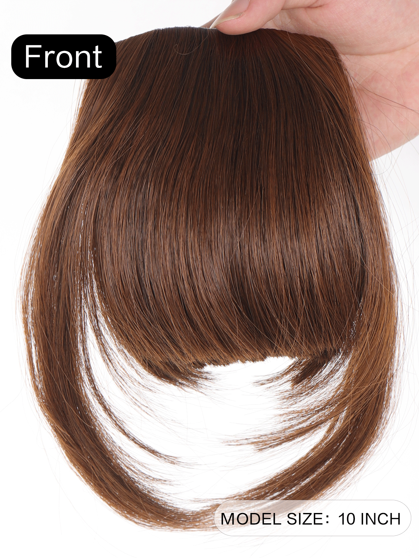 Synthetic Wig Bangs 2Clips In Hair Extension Neat Front Fake Fringe Natural False Hairpiece For Women Clip In Bangs - Light Brown - View 2