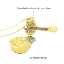 Pamięć USB 2.0, 64 gb/128 gb, kolorowy wystrój ze strasu, złota gitara i kryształki, prezent na karcie pamięci