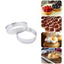 Tròn Đục lỗ Vòng bánh Mousse Với Lỗ , 0.8mm , Đối với Tiếng Pháp Bánh & Cheese , Khuôn nướng , Thép không gỉ 430 - Bạc - Xem 2