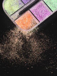 FULL BEAUTY 12 格/盒美人鱼亮片指甲闪光片混合彩色闪光片亮片装饰 3D 霓虹美甲配件 DIY 指甲饰物指甲宝石美甲用品 - 彩色 - 查看 8