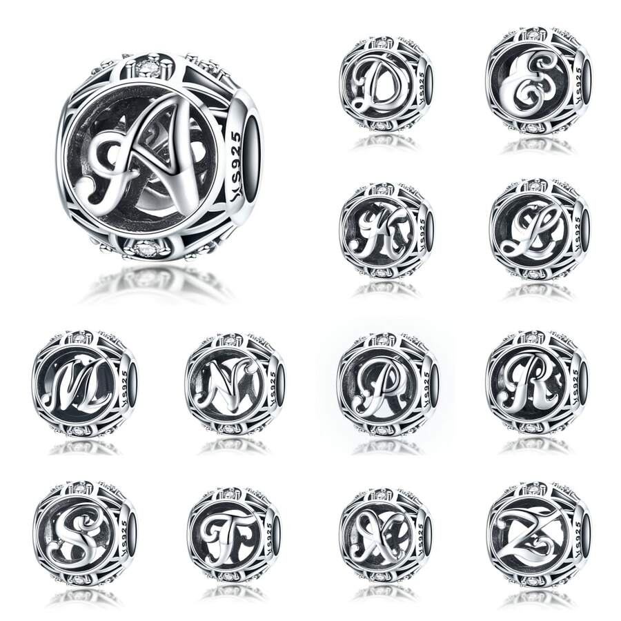 MISEFF 新款 1 件 925 纯银字母系列串珠手链女士礼物 DIY 珠宝制作女孩生日礼物情人节礼物儿童节礼物