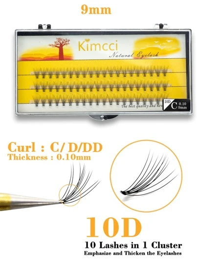 KIMCCI 60 Clusters Of 10d 0.10mm Thickness C/D/Dd Curl Individual False Eyelashes, For Eyelash Extensionslash Clusters,Eyelash Clusters,Individual Eyelashes,Lashes,Fake Lashes