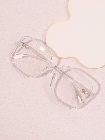 1pc Women's Transparent Frame Clear Lens Eyeglasses For Daily Wear And Leisure Activities
