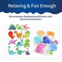 42 مجموعة ملصقات الرسم بالألماس 5d للأطفال - ديناصورات كرتونية في موضوع الإدراك - فنون وحرف يدوية للأطفال من سن 8-12 لكي يكونوا مبدعين باستخدام الماس لاصق Diy لتكون هدايا عيد الميلاد أو الأعياد للأطفال - 18سم * 13سم