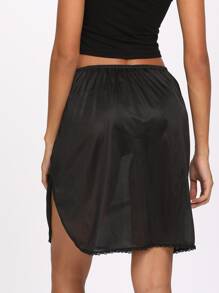 1pc Lace Trimmed Half Slip Nightgown - Black - View 2