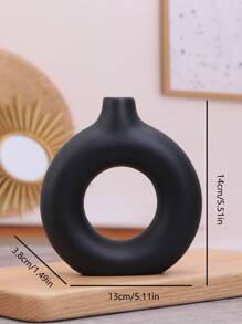 1pc Circle Shaped Abstract Design Flower Pot Home Decoration Ornament - Black - View 6