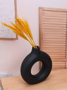 1pc Circle Shaped Abstract Design Flower Pot Home Decoration Ornament - Black - View 3