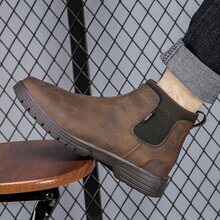 Nam Giày ống Không thấm nước Chống trượt Giày ống Ankle Phong cách Retro Giày ống Chelsea - màu nâu - Xem 4