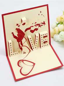 1入組/張愛情結婚賀卡配信封,創意3d紙雕福音卡,適用於情人節浪漫禮物 - 酒紅色 - 查看 7