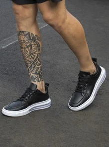 Tênis Casual Masculino Max Estiloso Amortecimento em Bolha Gel Queen - Preto - Visão 5