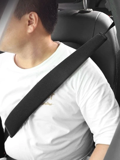 1入黑色汽車安全帶肩墊,夏季適用,通用於四季,適用於汽車/貨車延伸安全帶
