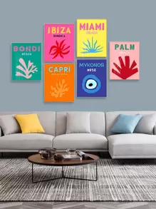 6 Chiếc Trừu Tượng Canvas Nghệ Thuật Treo Tường Poster Hiện Đại Đường San Hô In Hình Cho Phòng Khách Phòng Ngủ Văn Phòng 3 Kích Cỡ Không Gọng - Nhiều màu - Xem 5