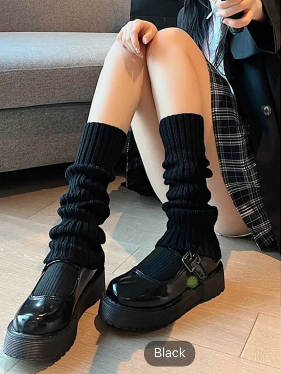 1雙女士黑色保暖腿套