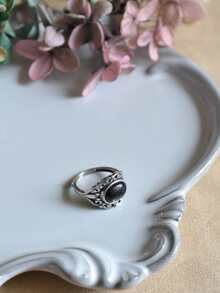 1pc Vintage Style Natural Pyrite 925 Sterling Silver Ring For Women, Daily Wear - Adjustable finger ring - View 4