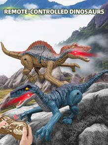 1 hộp Đồ chơi điện Điều khiển từ xa Hình khủng long, Tiếng gầm Velociraptor & Mô hình động vật mô phỏng ánh sáng Spinosaurus Thời kỳ kỷ Jura Quà tặng sinh vật thời tiền sử cho bé trai 3-12 tuổi, Có thể sạc lại, Bộ điều khiển từ xa Yêu cầu pin thông thường (Không bao gồm pin), Màu nâu - màu nâu - Xem 3