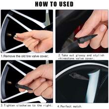 4 件装轮胎气门嘴盖，铝制轮胎气门嘴盖套装，耐腐蚀，通用气门嘴盖，适用于汽车、卡车、摩托车、SUV 和自行车 - 藍色 - 查看 6