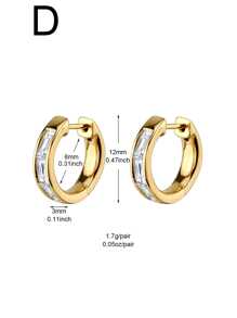 奢华锆石环形耳环，适合女士时尚派对珠宝 - 銀色 - 查看 6