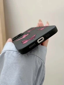 Black And Pink Butterfly Phone Case Compatible With Apple Device With Eye Catching Design - Multicolor - View 3