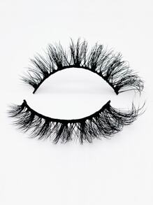 猫眼睫毛，1 对 16 毫米仿貂皮蓬松自然俄罗斯卷曲浓密假睫毛猫眼假睫毛 - 黑色 - 查看 5