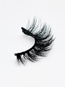 猫眼睫毛，1 对 16 毫米仿貂皮蓬松自然俄罗斯卷曲浓密假睫毛猫眼假睫毛 - 黑色 - 查看 3