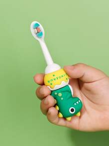 1pc Baby Teeth Cleaning Dinosaur Cartoon Design Toothbrush, Suitable For Daily Use And Portable For Travel - Green - View 2