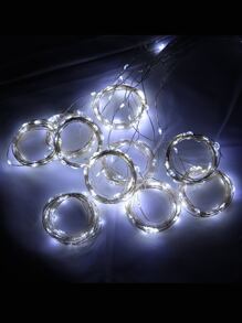 LED 窗帘灯串，USB 供电，铜线，LED 仙女灯花环，用于新年婚礼派对花园家居窗帘圣诞装饰灯 - 白色 - 查看 5