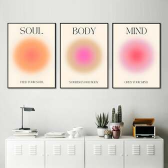 3 piezas positivo aura Carteles estético espiritual cuerpo mente de lona pintura de moda aura Arte de pared sala de estar adorno