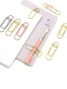 3入組多功能金屬筆夾文件夾,便攜式固定筆扣,創意心形多功能書籤,辦公用品 - 金色 - 查看 4