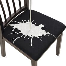 Fuloon Waterproof Dining Chair Covers Set of 4, Stretch Jacquard Chair Seat Covers Washable Dining Room Chair Cover Seat Slipcover Removable Kitchen Chair Covers Protector  Waterproof - màu đen - Xem 1
