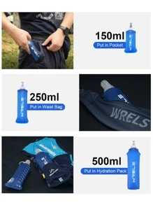 2pcs Portable Silicone Mouth Soft Water Bottle In Different Sizes For Camping, Cycling, Running - Navy Blue - View 5