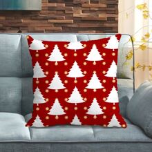 1 Stück Rote Weihnachtsbaum Muster Dekorative Kissenbezug Für Zuhause, Sofa, Schlafzimmer, Auto