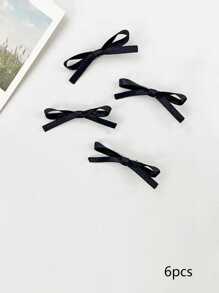 Bộ 6 kẹp tóc nơ, kẹp tóc mái kiểu Hàn Quốc, kẹp tóc vải voan ballet, thích hợp sử dụng hàng ngày - màu đen - Xem 4